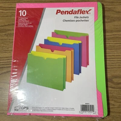 10 Pendaflex 2" Expansion File Jackets Letter Size Assorted Colors TOPS PRODUCTS - Image 1 of 4