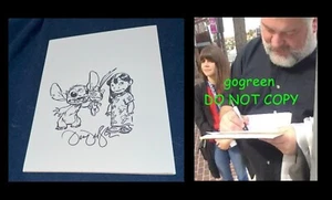 Dean DeBlois signed Lilo and Stitch poster sketch photo Disney HTTYD Dragon - Picture 1 of 3