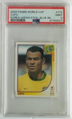 2002 Panini World Cup Cafu Korea Japan Sticker Blue Back #172 PSA 9 - Image 1 of 2