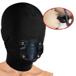 Bondage Head Mask Mouth Gag Penis Plug Ball Gag Breathable Head Harness Slave SM - Picture 1 of 35