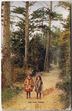 People Postcard Children Indian Dress On The Trail V O Hammon
