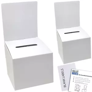Ballot Box for Suggestions Donations Raffles White Glossy Cardboard Boxes with R - Picture 1 of 8