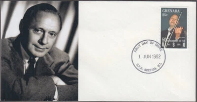 GRENADA Sc #2084 SET of 2 DIFF FDC with JACK BENNY, AMERICAN JEWISH COMEDIAN - Image 1 of 2