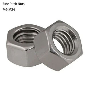 Fine Thread Hex Nuts Hexagon Full Nut Stainless Steel A2 M6 M8 M10 M12 M14 - M24 - Picture 1 of 6