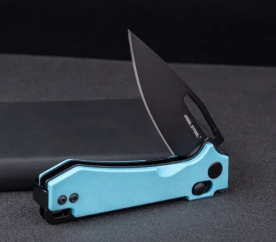 Cuchillo Plegable Vis Acero Real 2.75" 12C27 Sandvik Hoja de Acero Azul Mango G10 Foto 1 de 4