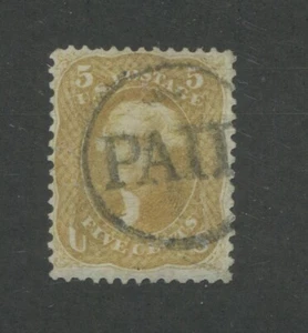 1861 United States Postage Stamp #67 Used F/VF PAID Cancel Reperf Certified - Picture 1 of 2