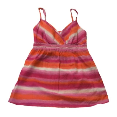 Maurices Tank Top Womens Size Small Summer Pink Orange Stripe Spaghetti Strap  - Image 1 of 4