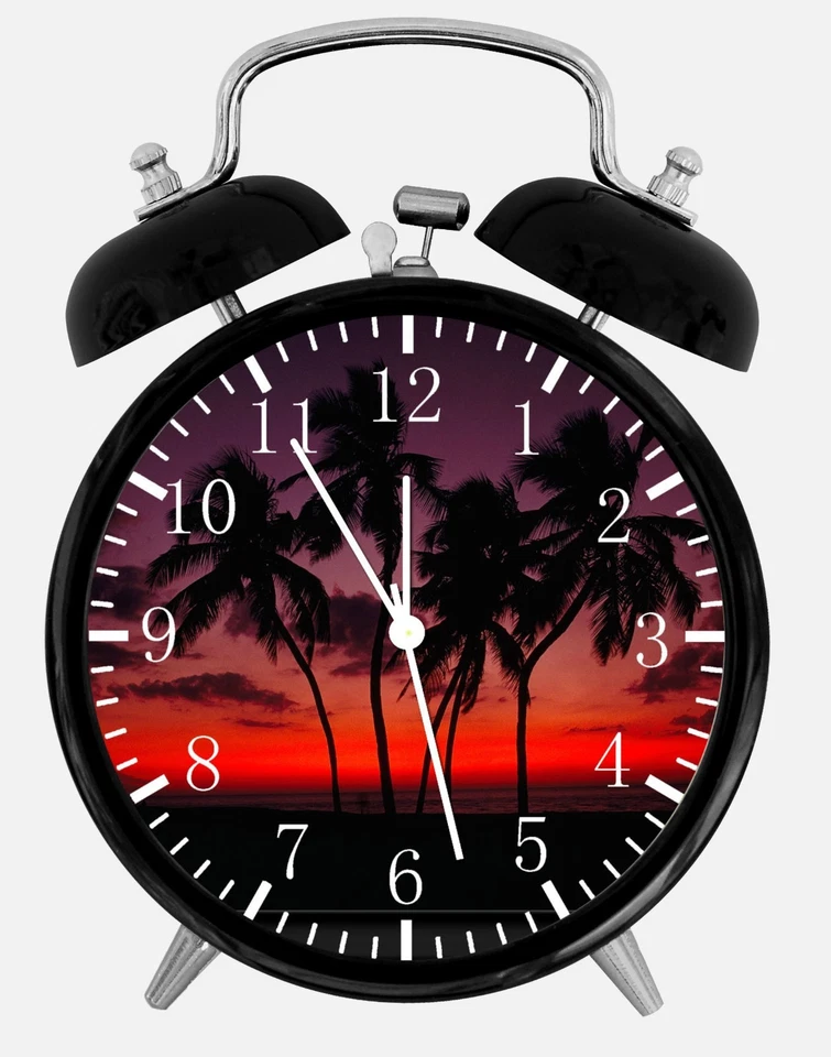 Palm Tree Sunset Alarm Desk Clock 3.75" Home or Office Decor Z93 Nice For Gift - Image 1 of 1