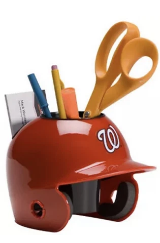 Washington Nationals MLB Baseball Schutt Mini Batting Helmet Desk Caddy/ NEW Cover
