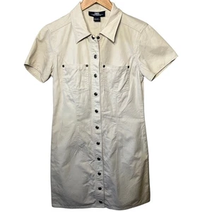 B.Moss Dress Collection VTG 90s Snap Button Front Khaki Shirt Safari Summer 4 - Picture 1 of 6