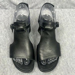 ECCO Touch 25 Hooded Sandals Black Leather Size 38 (7-7.5) Comfort Sandal - Picture 1 of 12