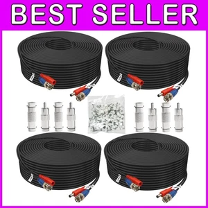 High-Quality 200ft BNC Cable Bundle - 4 Pack with Adapters & Tangle-Free Design - Picture 1 of 9