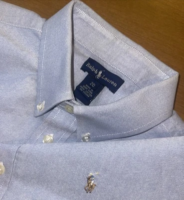 Camisa Ralph Lauren Hombres 20 Azul Manga Larga Carne Poni Bodas Funerales Eventos Foto 1 de 4