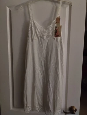 #27404 Shadowline Satintrique Blanco Talla 34 24" Deslizamiento Completo De Colección Foto 1 de 3