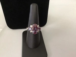 JTV 4.28ctw Lab Created Alexandrite W/.34ctw Wht Zircon Rhodium Over 925 Ring - Picture 1 of 1