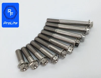 RACEFASTENERS - PROLITE Bullone flangia testa forata esagonale in titanio M10 da 20 a 175 1,25 1,5 filo di bloccaggio vari