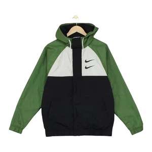 Nike Swoosh Windbreaker Jacket Mens Size S Green Double Hook Full Zip - Picture 1 of 15