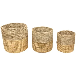 Northlight Set of 3 Tan and Brown Twist Woven Round Storage Baskets 13.75" - Picture 1 of 6