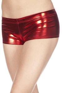 Music Legs Metallic Mini Booty Shorts, Red, One Size - 140 - Picture 1 of 2