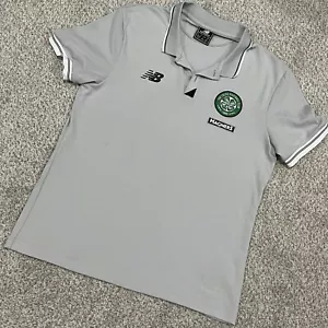Celtic Football Club Shirt Large Polo Gray Scottish New Balance Stretch READ - Picture 1 of 7