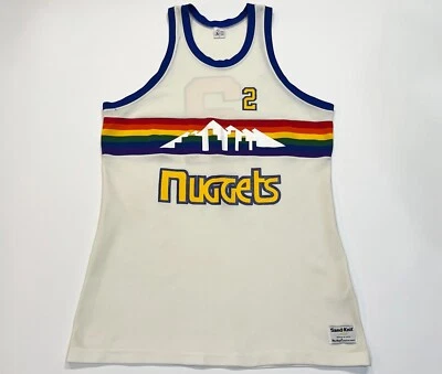 Vintage Sand Knit NBA Denver Nuggets ALEX ENGLISH #2 Jersey White L USA Screened - Image 1 of 4