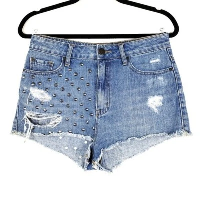 Urban Outfitters Womens BDG Studded Denim Jean High Rise Cheeky Shorts Size 29 - Image 1 of 4