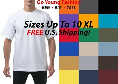Mens Heavyweight T Shirts Plain Short Sleeve Tee Cotton BIG TALL 4XL to 10XL - Image 1 of 4