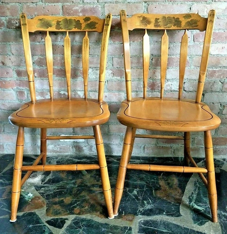 L.Hitchcock~2 MAPLE SIGNED 1960s STENCILED ARROW-BACK SIDE CHAIR~SeeMoreListed-1 Cover
