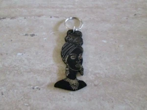 AFRICAN AMERICAN WOOD GIRL PORTRAIT,PURSE,BACKPACK,KEYCHAIN,MEDICAL,NURSE,OFFIC - Picture 1 of 1