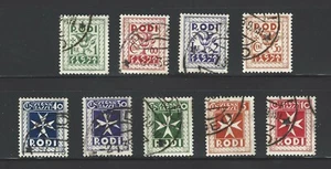 RHODES, RODI, GRECIA, OCUPACIÓN ITALIANA, # J/1-9, USADO/CTO, CUOTAS DE FRANQUEO - Imagen 1 de 1