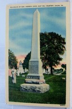 Virginia Virginia Salem East Hill Cemitério Geral Andrew Lewis Grave Cartão Postal Antigo Peças