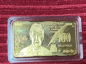 Donald Trump 24K Gold Plated $100 Bar - Collectible Coin/Bar In Protective Case - Picture 1 of 15