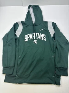 Nike Men's Michigan State Spartans MSU Green Therma-FIT Football Hoodie Small - Picture 1 of 8
