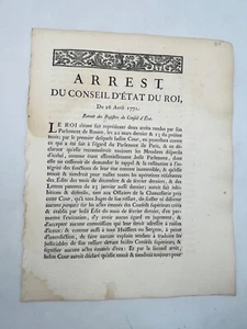 {Decret}Arrêt du Conseil d'État du Roi, du 26 avril 1771. Extrait des Registres - Picture 1 of 3