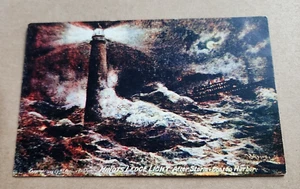 POSTCARD MINOTS LEDGE LIGHT AFTER STORM, BOSTON HARBOR LIGHTHOUSE Massachusetts - Picture 1 of 3