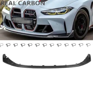 3PCS Real Carbon Fiber Front Bumper Splitter Lip For BMW G80 M3 G82 G83 M4 21-23 - Foto 1 di 8
