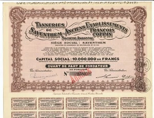 Aandeel "Tanneries de Saventhem" bruin - Picture 1 of 4