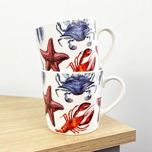 Mug Set of 2 Coffee Tea Cups Nautical Beach Coastal Men Women Large Gift Novelty - Picture 1 of 6