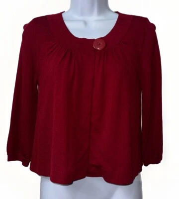 Nuevo con etiquetas Suéter Ann Taylor Para Mujer Borgoña Frente Abierto Seda Nylon Lycra Talla XS Foto 1 de 4