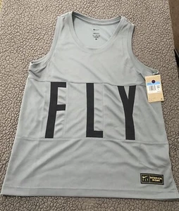 Nike Womens M Athletic Shirt Fly Gray Dri Fit Gym Workout Sports Basketball Tank - Picture 1 of 7