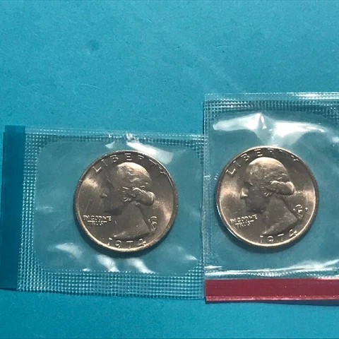 1974 P&D Washington Quarters  Unc   FREE SHIP Cover