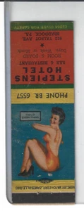 Antiguo libro de coincidencias publicitarias, paquete de STEPIENS HOTEL, TALBOT AVE., BRADDOCK, PA - Imagen 1 de 3
