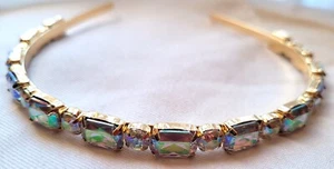NUEVO 5mm Ancho Oro Rectangular Redondo Diamante Diamante Diadema Moda Cabello - Imagen 1 de 1