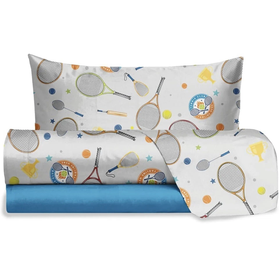 Completo lenzuola Tennis per letto Singolo 150x290 - Immagine 1 di 1