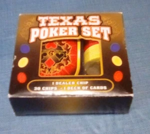 Texas Hold'em Poker Set. Cards chips, noGreens dealer chip. Some packaging wear - Picture 1 of 7