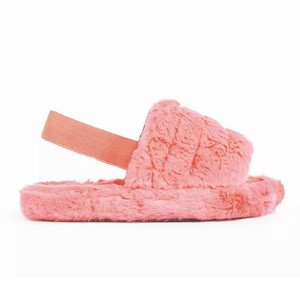girls pink fluffy sliders