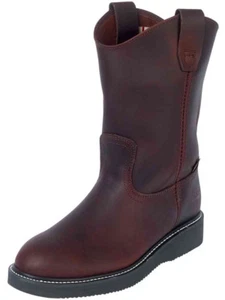 Men's Establo Work Boots Genuine Leather Color Wine Western Cowboy Pull On - Picture 1 of 1
