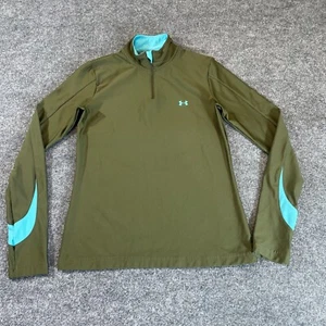 Under Armour Pullover Girls Large Green 1/4 Zip Long Sleeve Stretch L - Picture 1 of 12