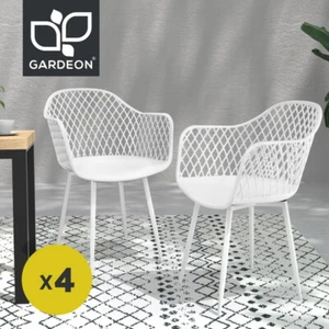 Gardeon 4PC Outdoor Dining Chairs PP Lounge Chair Patio Furniture Garden White - Picture 1 of 9