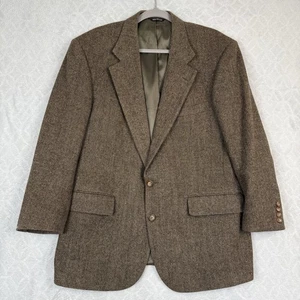 Giacca tuta lana Ralph Lauren Chaps vintage 46R? Blazer in tweed a spina di pesce marrone autunno - Foto 1 di 13